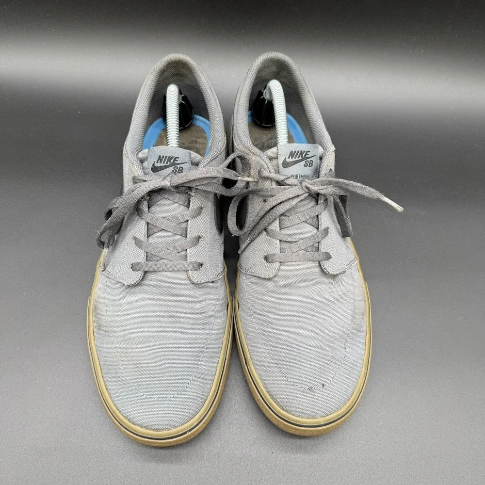 Nike SB Portmore II 2 Solar CNVS Gray/Wht Canvas Skateboard Shoes Men's Size 12